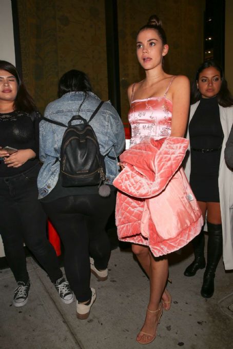 Maia Mitchell – In a short PVC Material dress leaving Catch in West Hollywood