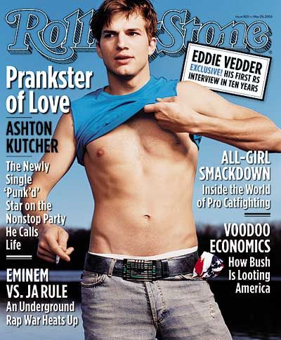 Ashton Kutcher, Rolling Stone Magazine 29 May 2003 Cover Photo - United ...