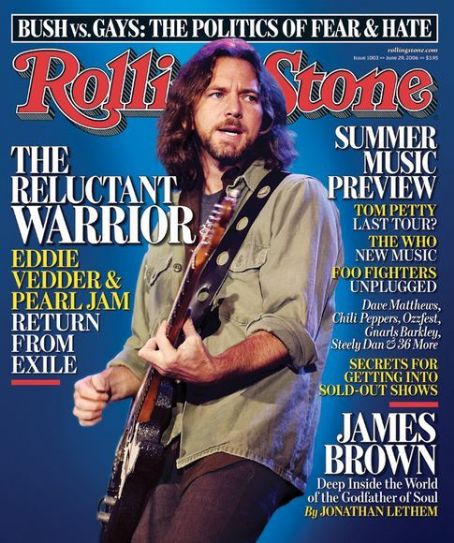 Eddie Vedder, Rolling Stone Magazine 29 June 2006 Cover Photo - United ...