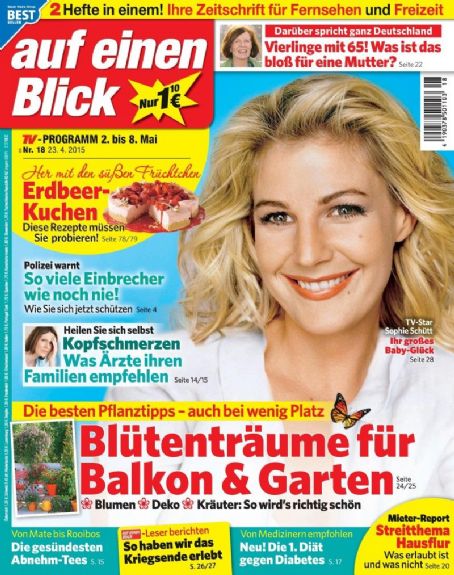 Sophie Schütt, Auf einen Blick Magazine 23 April 2015 Cover Photo - Germany