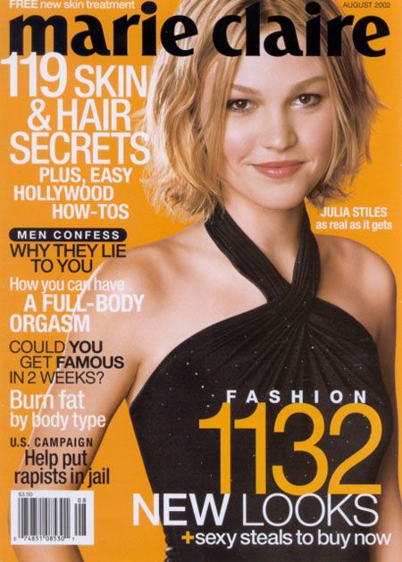 Julia Stiles, Marie Claire Magazine August 2002 Cover Photo - United States