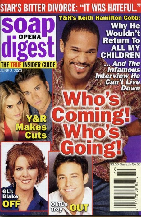 Keith Hamilton Cobb, Soap Opera Digest Magazine 03 June 2003 Cover ...