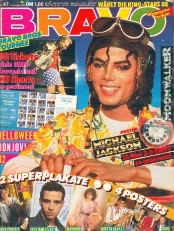 Michael Jackson, Bravo Magazine 17 November 1988 Cover Photo - Germany