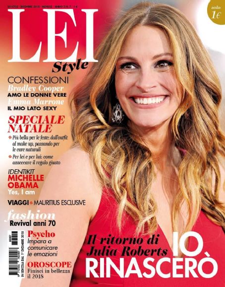 Julia Roberts, Lei Style Magazine December 2018 Cover Photo - Italy