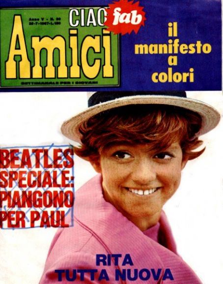 Rita Pavone, Ciao Amici Magazine 25 July 1967 Cover Photo - Italy