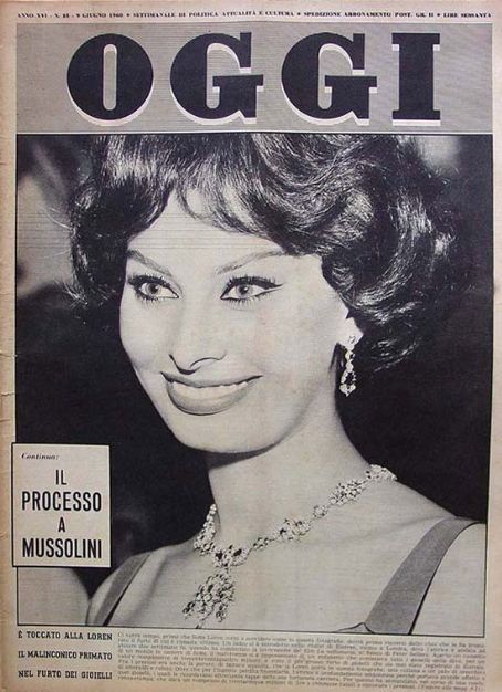 Sophia Loren, Oggi Magazine 09 June 1960 Cover Photo - Italy