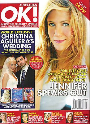 Christina Aguilera, Jennifer Aniston, OK! Magazine December 2005 Cover ...