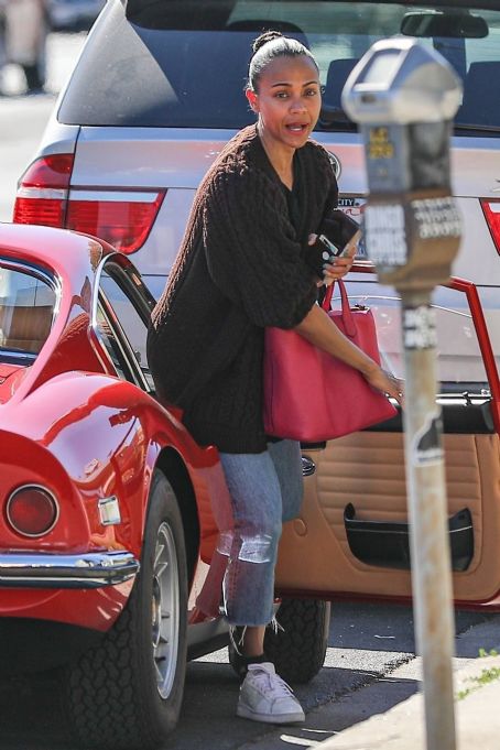 Zoe Saldana – Seen in her husband’s classic Ferrari in West Hollywood ...