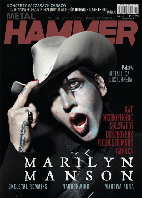 Marilyn Manson - Marilyn Manson is featured with a new interview in the  latest issue of Metal Hammer! Grab your copy and get two free giant posters  and a free laptop/window sticker.