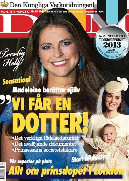 Prinsessan Madeleine, Svensk Damtidning Magazine 31 October 2013 Cover ...