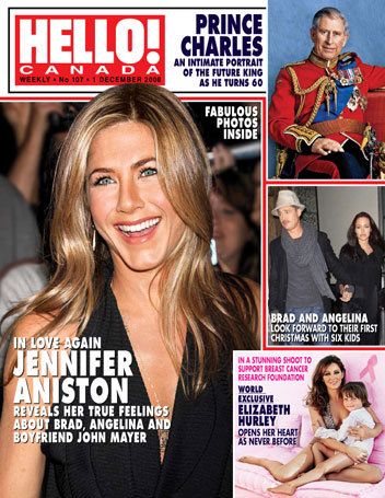 Jennifer Aniston, Hello! Magazine 01 December 2008 Cover Photo - Canada