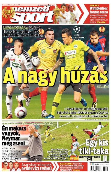 Nemzeti Sport - Nemzeti Sport Magazine Cover [Hungary] (24 June 2013)