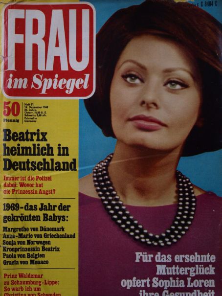 Sophia Loren, Frau im Spiegel Magazine 14 December 1968 Cover Photo ...