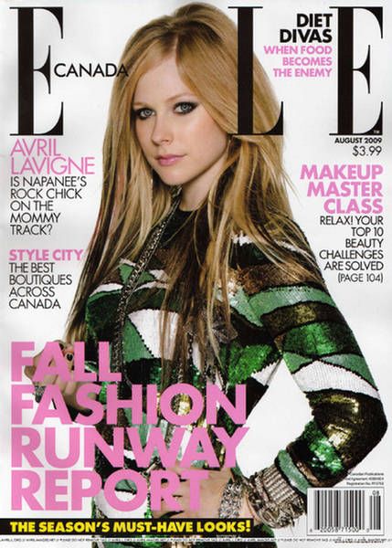 Avril Lavigne Elle Magazine August 2009 Cover Photo Canada