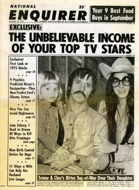 Cher Sonny Bono Chaz Bono Cher And Sonny Bono National Enquirer Magazine 15 September 1974