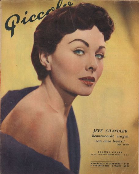 Jeanne Crain - Piccolo Magazine Cover [Belgium] (21 August 1955)