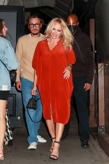 Pamela Anderson – Leaving dinner with Son Brandon Lee at Craigs