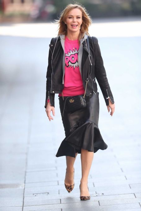 Amanda Holden in Leather Jacket and Skirt in London | Amanda Holden ...