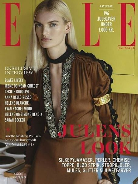 Juliane Grüner, Elle Magazine December 2018 Cover Photo - Denmark