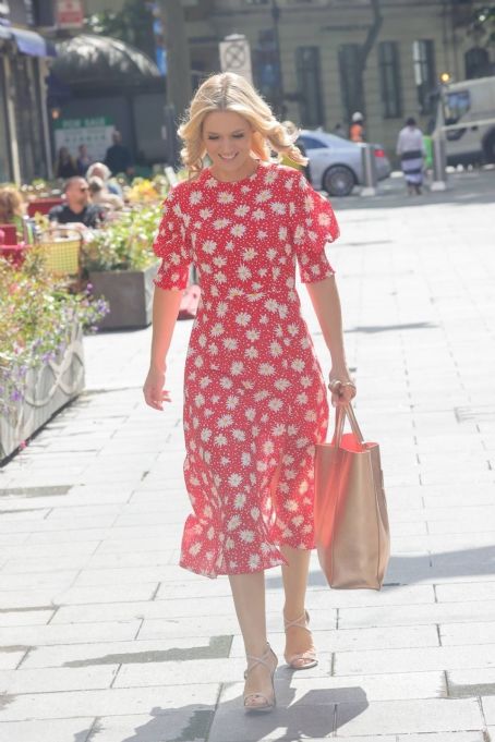 Charlotte Hawkins – Seen in a red summer dress at Global radio in London