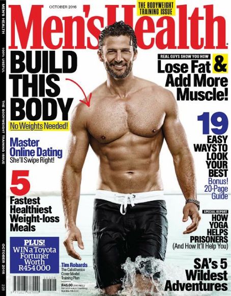 Tim Robards, Men's Health Magazine October 2016 Cover Photo - South Africa