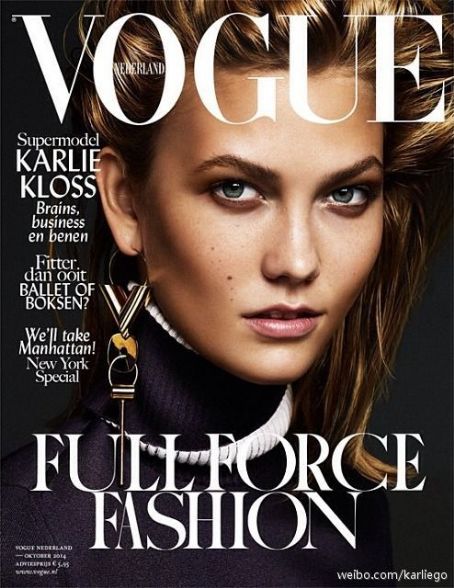 Karlie Kloss, Vogue Magazine October 2014 Cover Photo - Netherlands