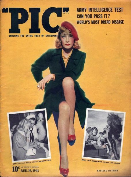 Marlene Dietrich, Pic Magazine 19 August 1941 Cover Photo - United States