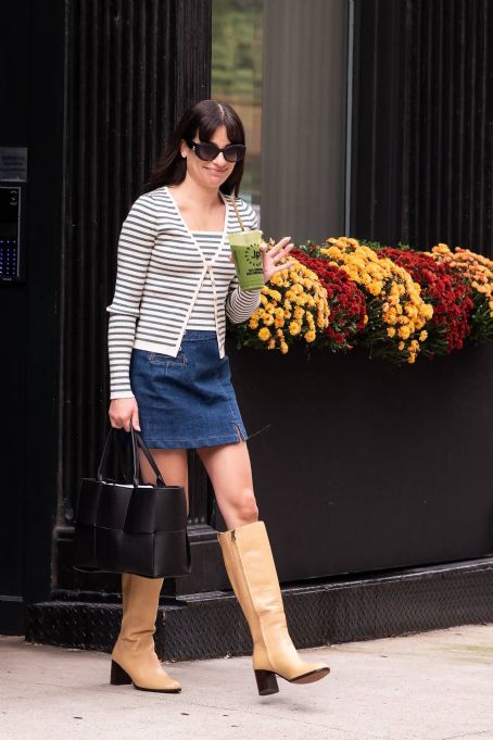 Lea Michele Heads to Matinee Performance of Funny Girl in