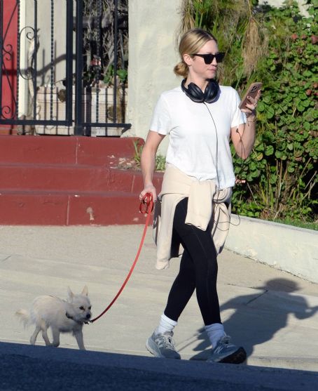 Brittany Snow – Out for a dog walk in Los Angeles