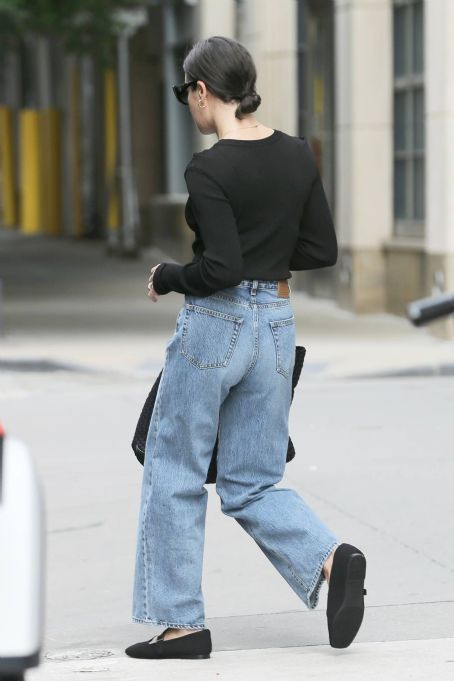 Lea Michele – Pictured in her jeans a black top and loafers in New York