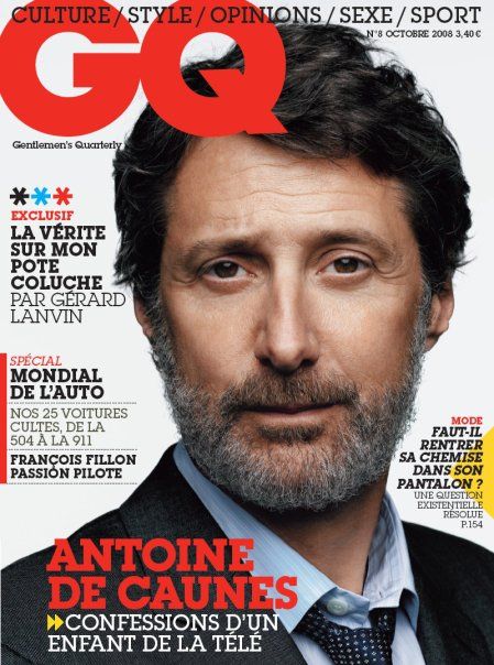 Antoine de Caunes, GQ Magazine October 2008 Cover Photo - France