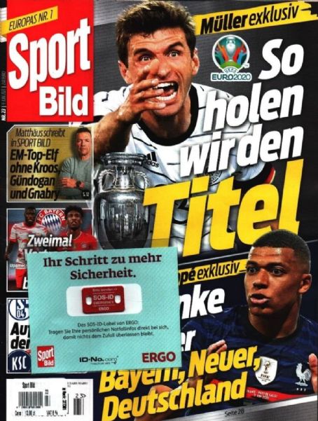 Thomas Müller, Kylian Mbappé, Sport Bild Magazine 09 June 2021 Cover ...