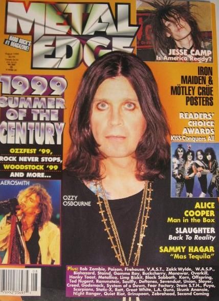 Ozzy Osbourne, Metal Edge Magazine August 1999 Cover Photo - United States