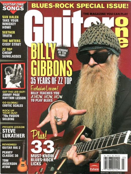 Billy Gibbons, Guitar One Magazine March 2006 Cover Photo - United States