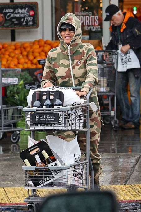 Halle Berry – Wearing a camouflaged onesie in Los Angeles