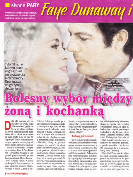Faye Dunaway and Marcello Mastroianni - Retro Wspomnienia Magazine Pictorial [Poland] (January 2022)