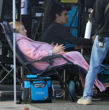 Elisabeth Moss – Pictured on set with director Max Minghella in Los Angeles