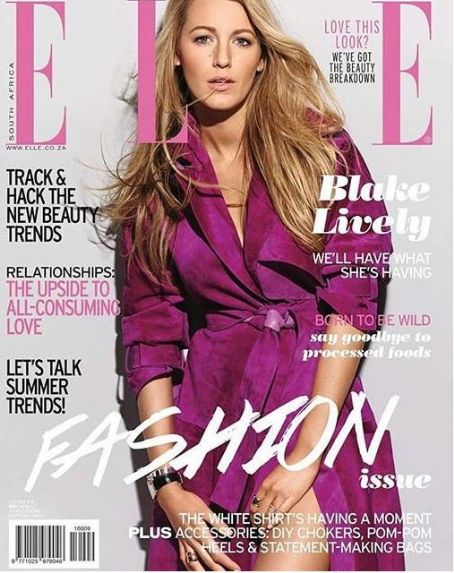 Blake Lively, Elle Magazine October 2016 Cover Photo - South Africa