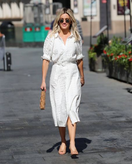 Ashley Roberts – In white dress at Global Radio Studios in London