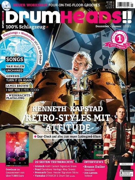 Kenneth Kapstad - DrumHeads!! Magazine Cover [Germany] (January 2022)