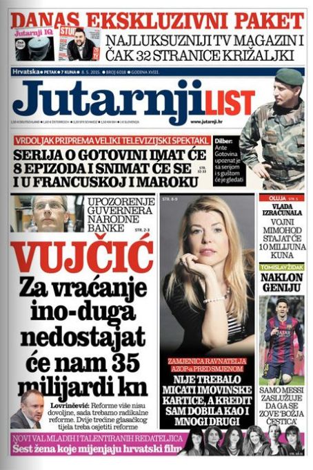 Tiha Klara Gudac, Jutarnji List Magazine 08 May 2015 Cover Photo - Croatia