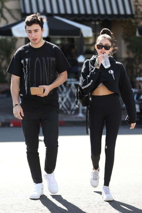 Madison Beer in Tights with Zack Bia at Alfred’s in West Hollywood