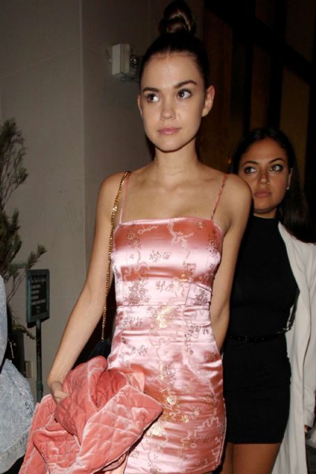 Maia Mitchell – In a short PVC Material dress leaving Catch in West Hollywood