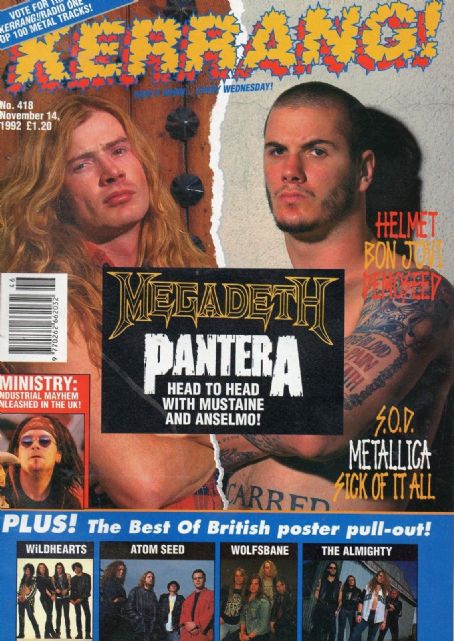 Phil Anselmo, Dave Mustaine, Kerrang Magazine 14 November 1992 Cover ...