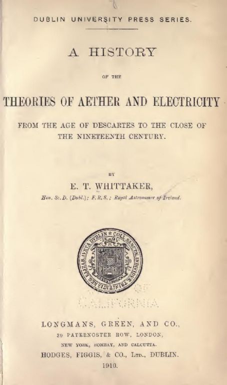 A History of the Theories of Aether and Electricity