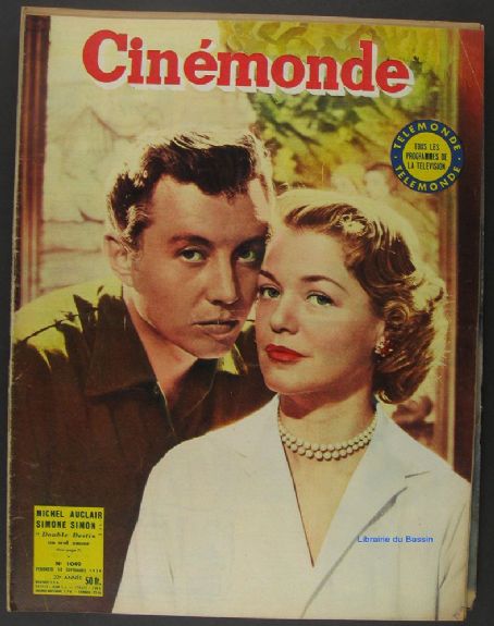 Michel Auclair, Simone Simon - Cinemonde Magazine Cover [France] (10 September 1954)