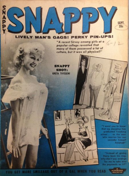 Greta Thyssen - Snappy Magazine Cover [United States] (September 1958)
