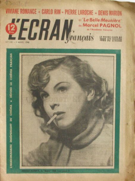 Cécile Aubry, L'Ecran Francais Magazine 09 March 1948 Cover Photo - France