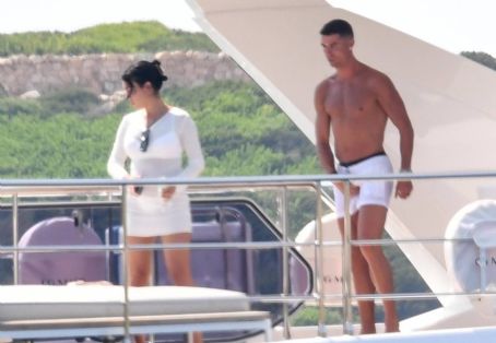 Georgina Rodriguez – In a white bikini on a yacht in Sardinia