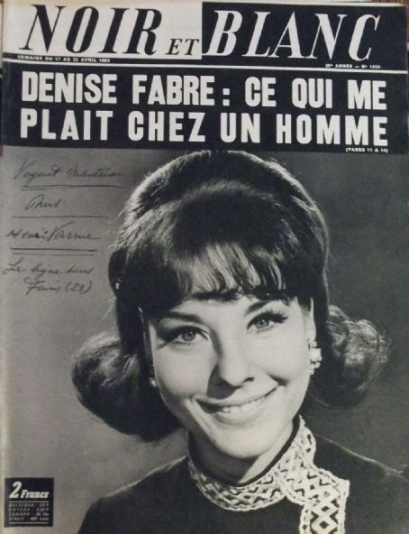 Denise Fabre, Noir et Blanc Magazine 17 April 1969 Cover Photo - France
